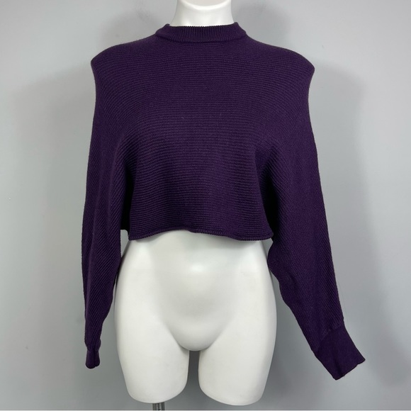ARITZIA Wilfred Free Lolan Wool Sweater Cropped Oversized Purple XS Slouchy - Picture 3 of 10